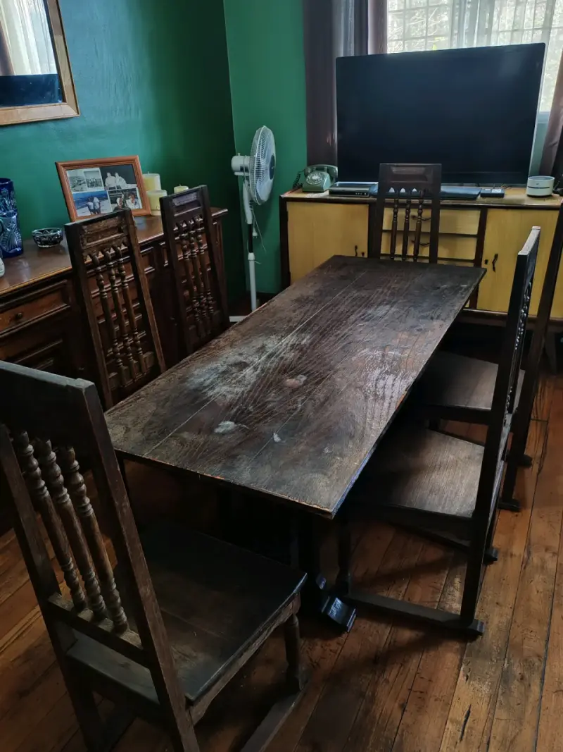 Juego de comedor de madera rústica con 6 sillas - 3