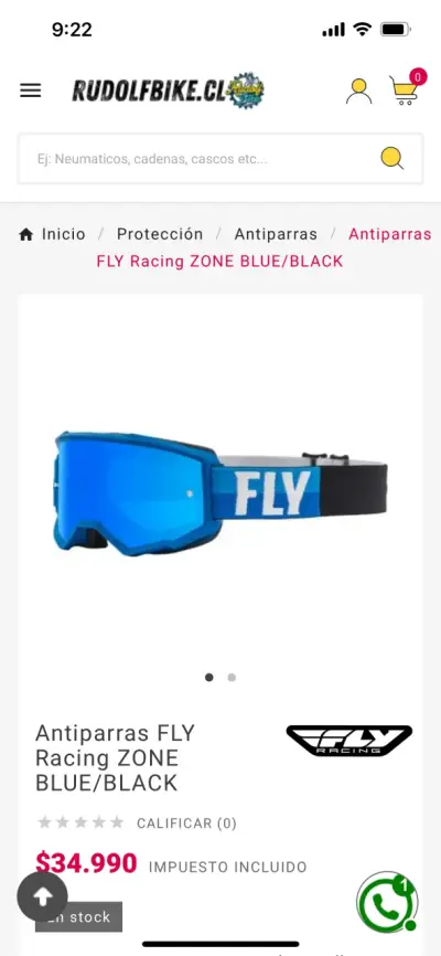 Antiparras Fly Racing Zone Azul - miniatura 3