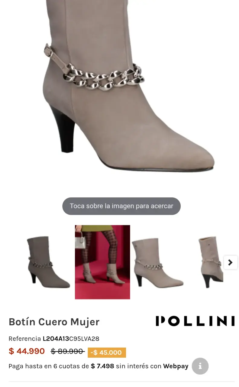 Botines de cuero beige con cadena Pollini - 4