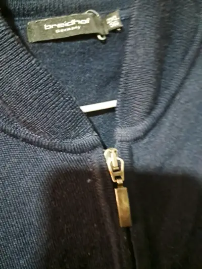 Chaqueta de lana azul con cierre - miniatura 6