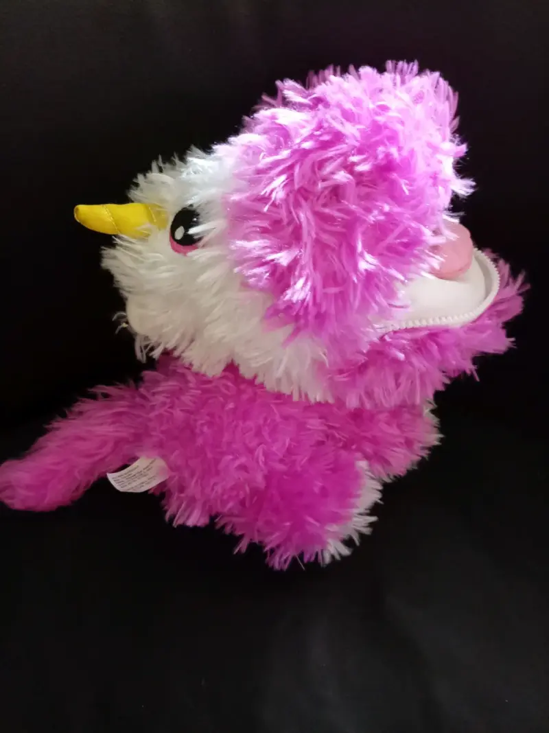 Peluche unicornio rosa y blanco suave