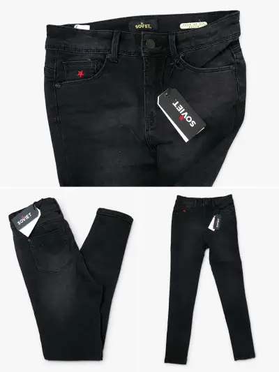 Jeans negros ajustados Soviet para mujer - miniatura 1