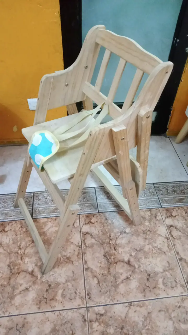 Silla de comer para bebé de madera plegable - 2