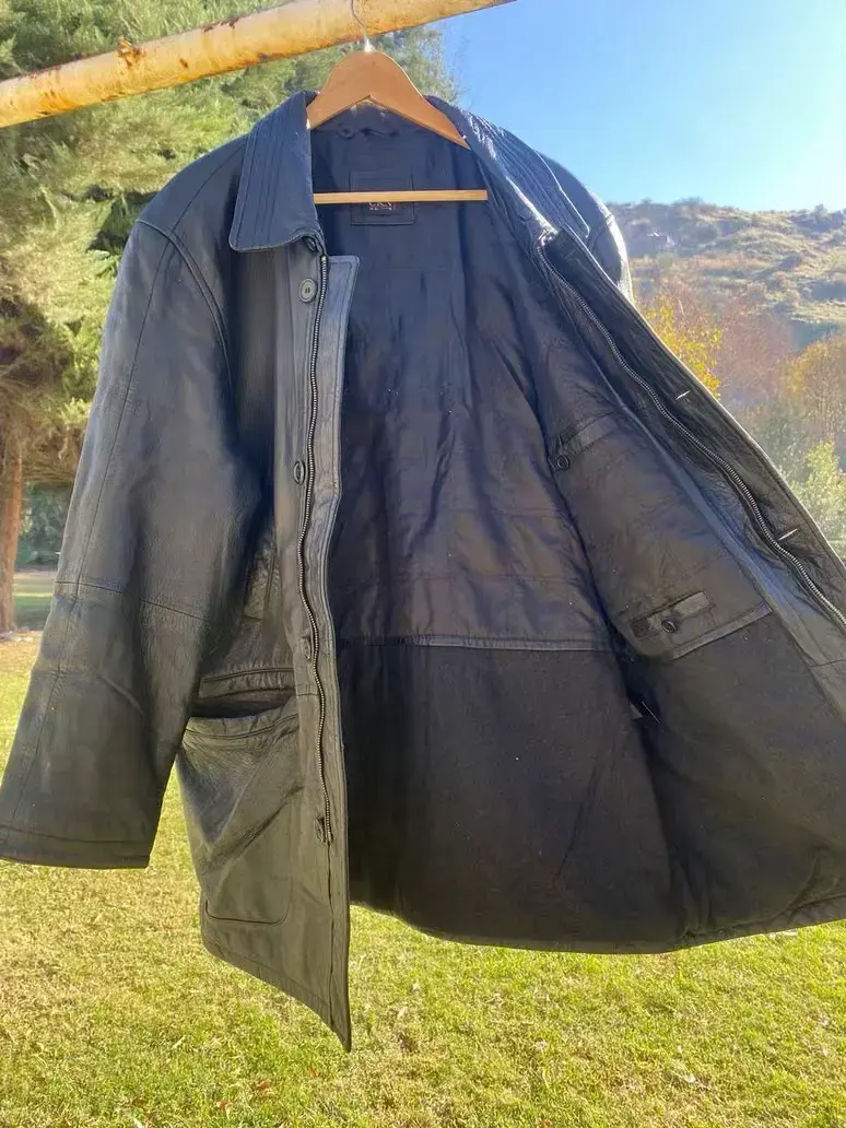 Abrigo de cuero negro para hombre CKN - 2