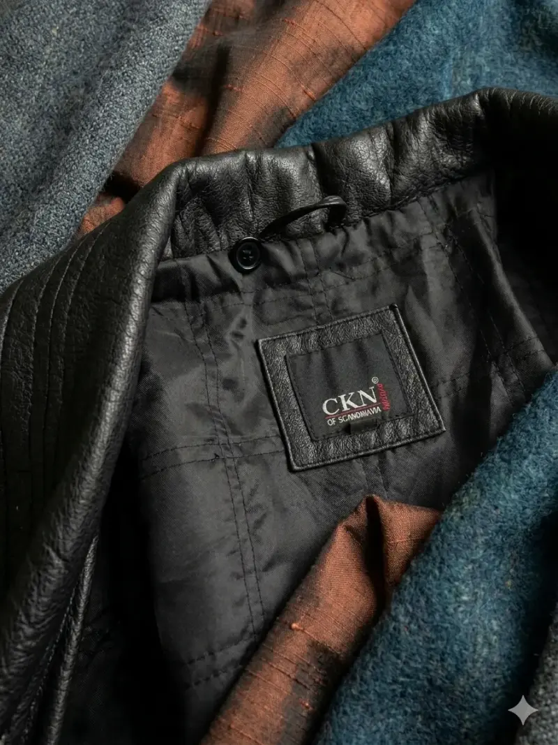 Abrigo de cuero negro para hombre CKN - 4