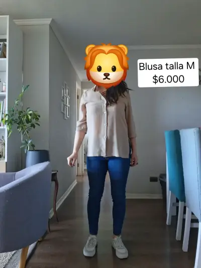 Blusa beige talla M para mujer - miniatura 2