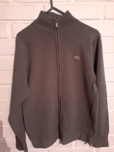 Chaleco de lana con cierre Lacoste gris S - miniatura 1