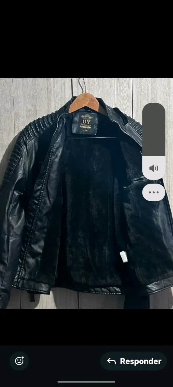 Chaqueta de cuero negra estilo biker para hombre - 2