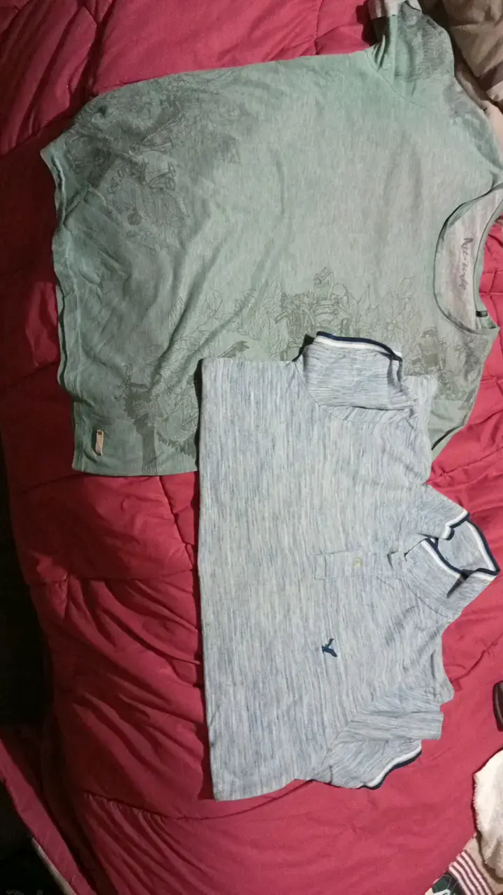 Polera verde y polera celeste de hombre