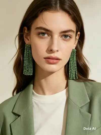 Pendientes largos verdes Simply Vera Vera Wang - miniatura 1