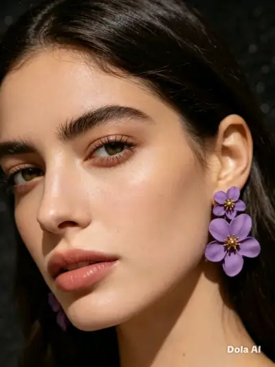 Aros florales morados con detalles dorados - miniatura 1