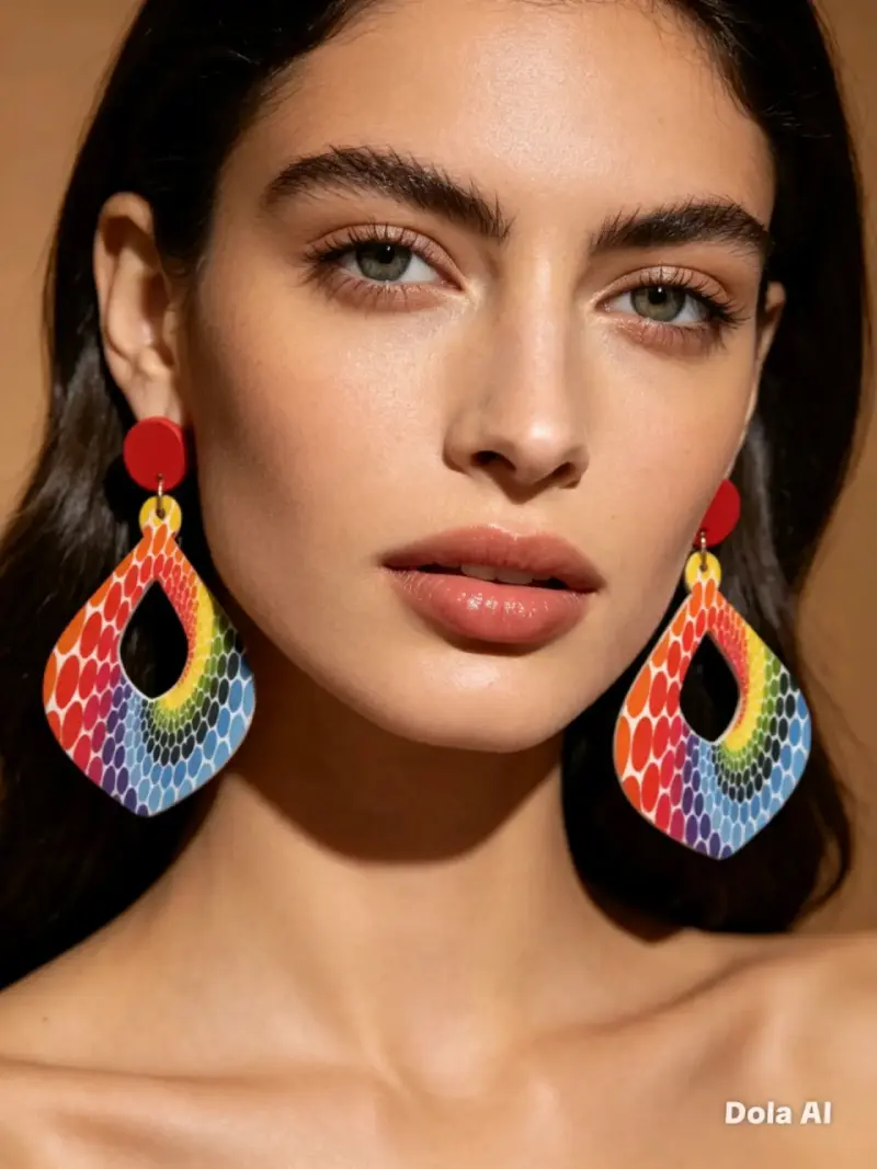 Aros colgantes multicolor de moda - 1