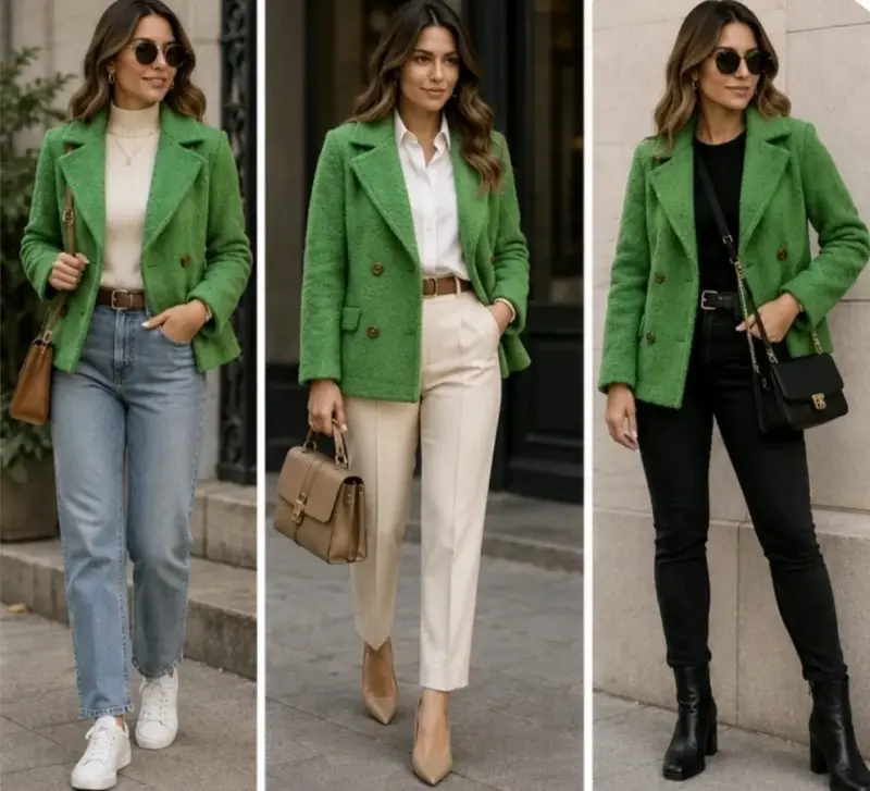 Blazer verde elegante para mujer - 1