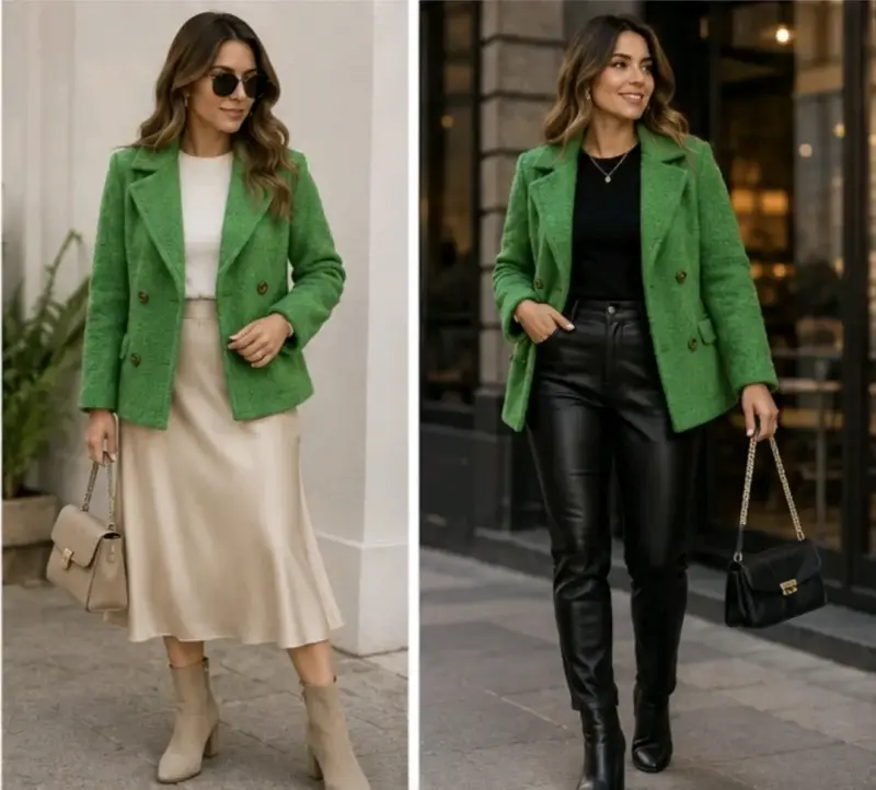 Blazer verde elegante para mujer - 2