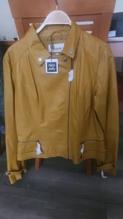 Chaqueta de cuero sintético mostaza Nico Poly - miniatura 1