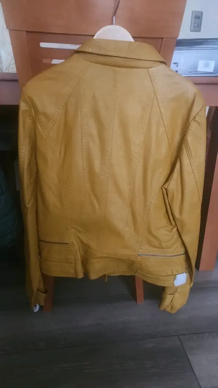 Chaqueta de cuero sintético mostaza Nico Poly - 3