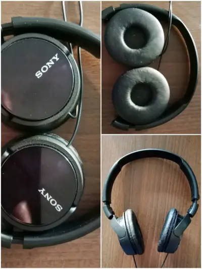 Audífonos Sony plegables negros en buen estado - miniatura 3