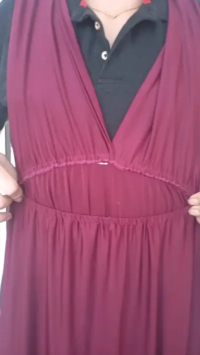 Vestido largo burdeos elegante para mujer - miniatura 3