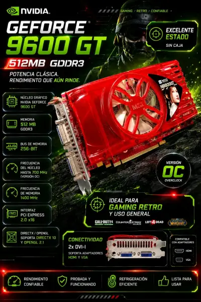 Tarjeta gráfica NVIDIA GeForce 9600 GT 512MB GDDR3 - miniatura 1