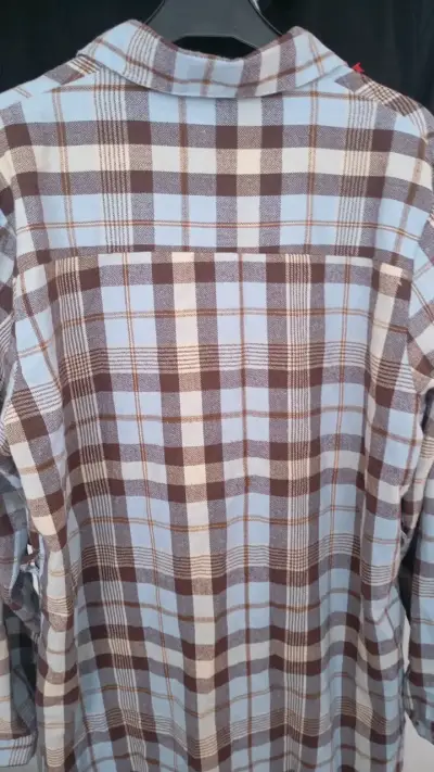 Camisa de franela a cuadros marrón y azul - miniatura 6