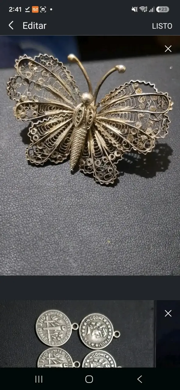 Broche de mariposa en filigrana de plata - 1