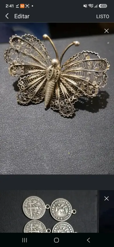 Broche de mariposa en filigrana de plata - miniatura 1