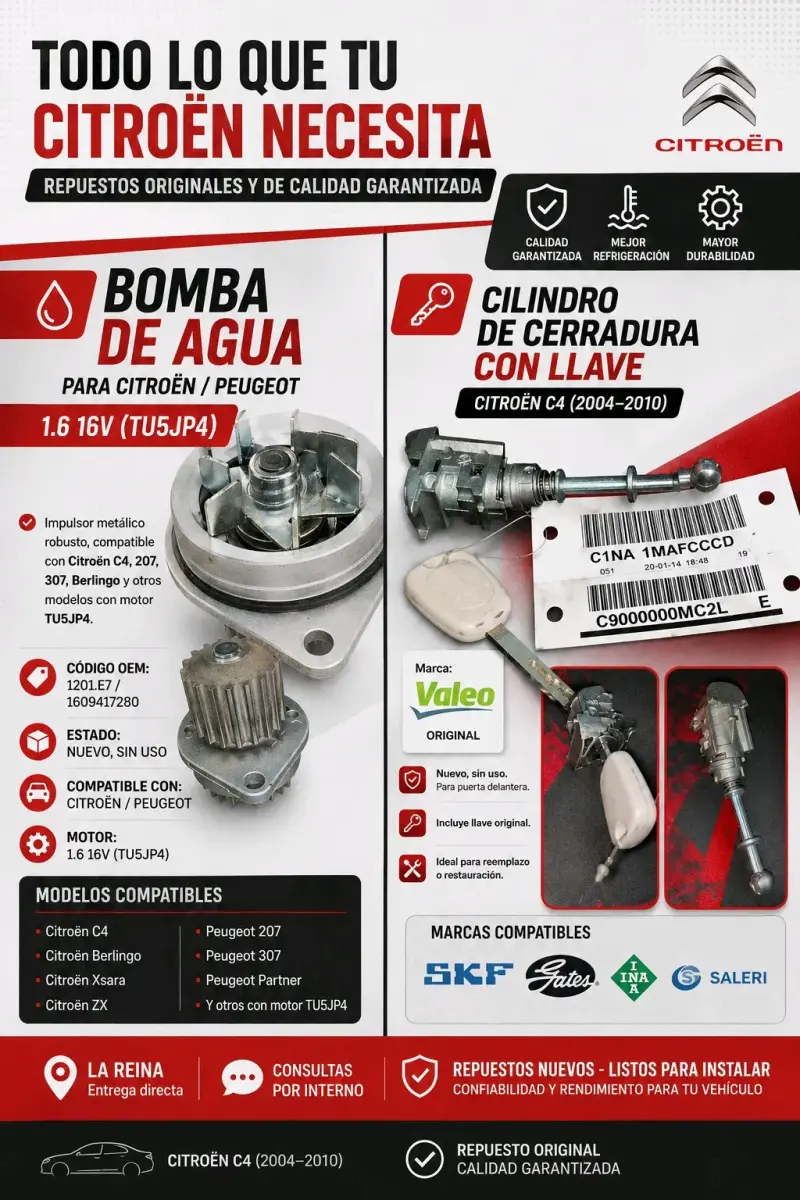 Bomba de Agua y Cilindro de cerradura con llave