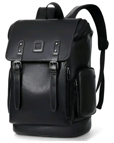 Mochila de cuero sintético negra UNISEX - miniatura 1