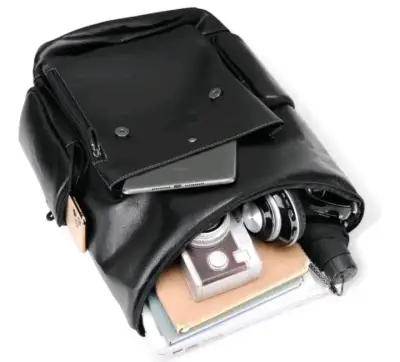 Mochila de cuero sintético negra UNISEX - miniatura 3