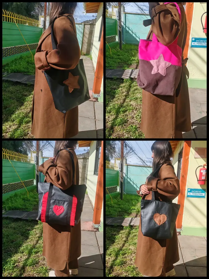 Bolsos de cuero sintético con diseño de estrellas y corazón - 2