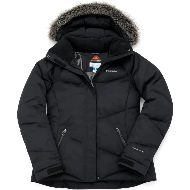 Chaqueta Columbia negra con capucha de piel sintética - 1