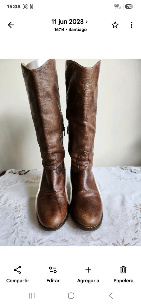 Botas de cuero marrón para mujer - 1