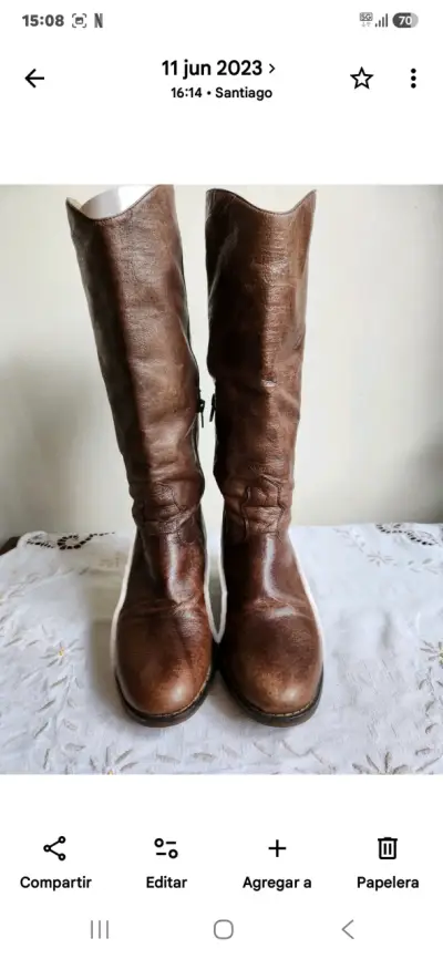 Botas de cuero marrón para mujer - miniatura 1