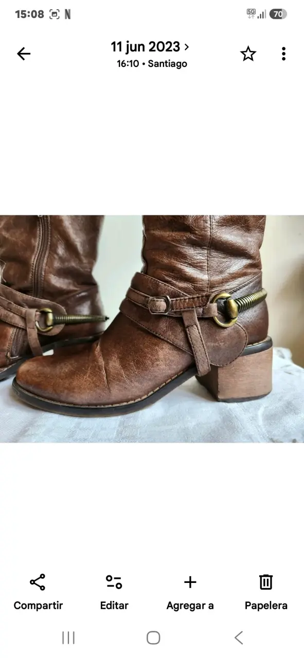 Botas de cuero marrón para mujer - 2