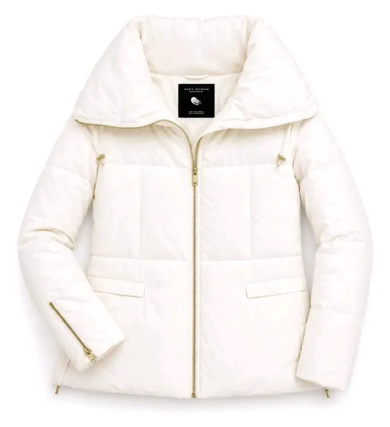 Chaqueta acolchada blanca para mujer Zara