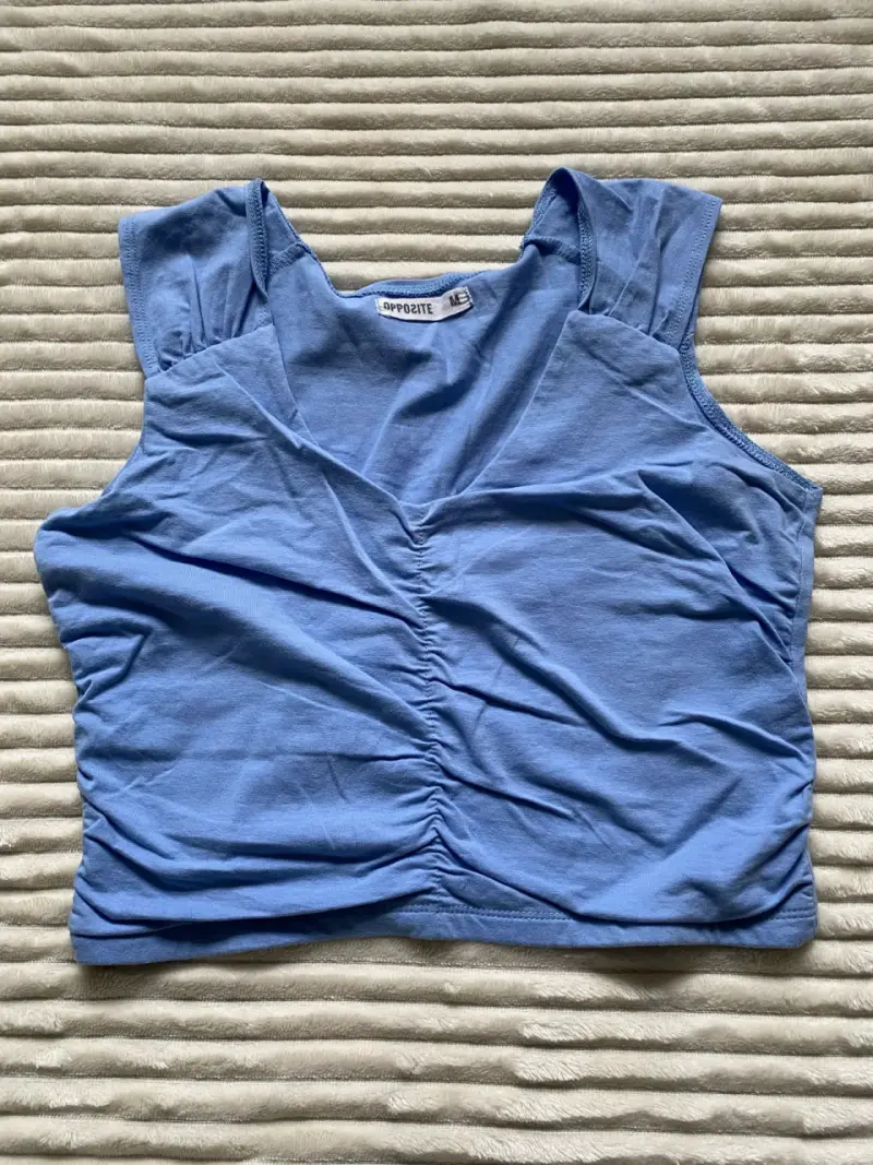 Top azul sin mangas para mujer talla M - 1