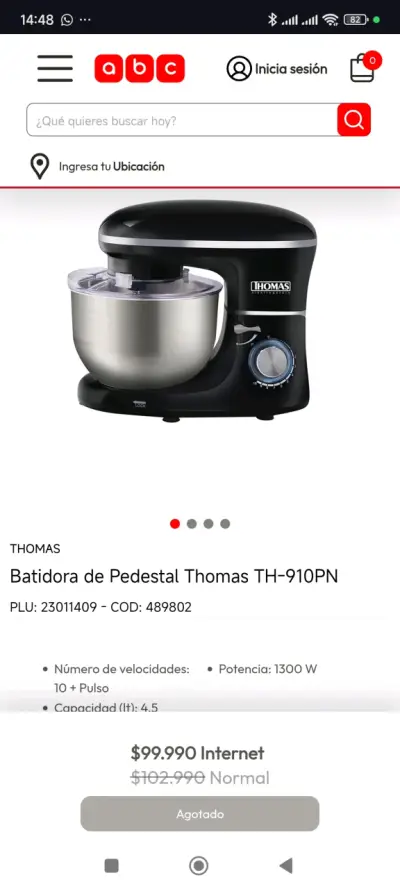 Batidora de Pedestal Thomas TH-910PN 1300W - miniatura 1