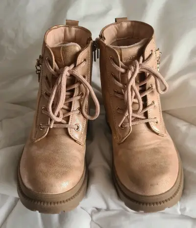 Botines de niña rosa dorado. Talla 31. - miniatura 3