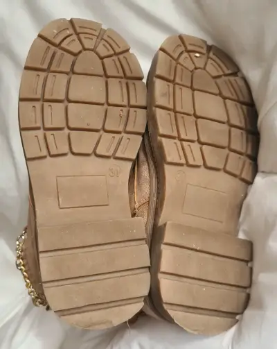 Botines de niña rosa dorado. Talla 31. - miniatura 4