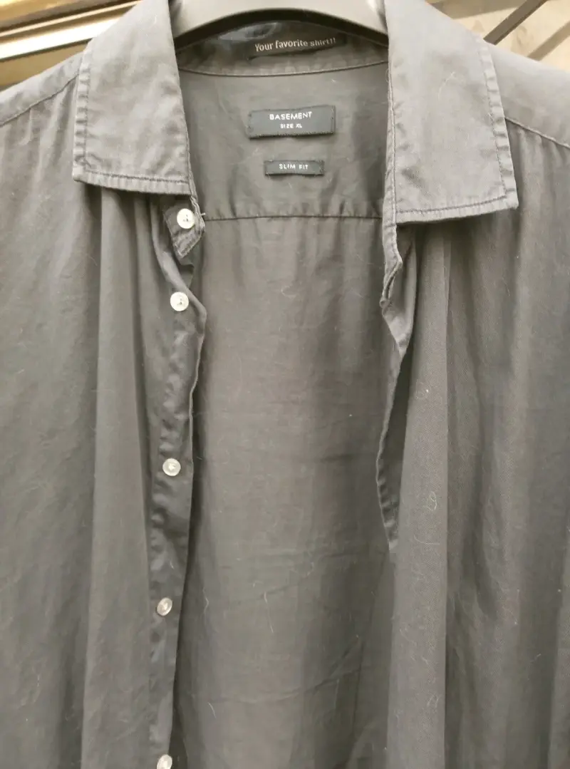 Camisa negra slim fit Basement talla XL - 1