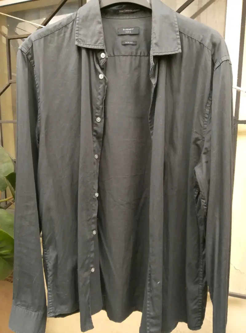 Camisa negra slim fit Basement talla XL - 4