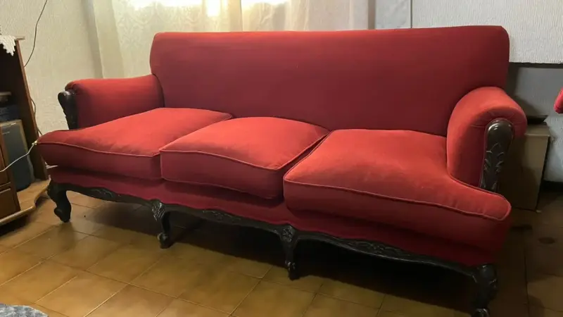 Juego de sillones y sofá rojo clásico - 3