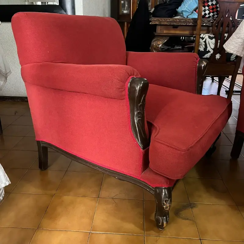 Juego de sillones y sofá rojo clásico - 4