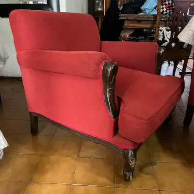 Juego de sillones y sofá rojo clásico - miniatura 4