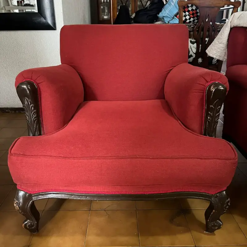 Juego de sillones y sofá rojo clásico - 5