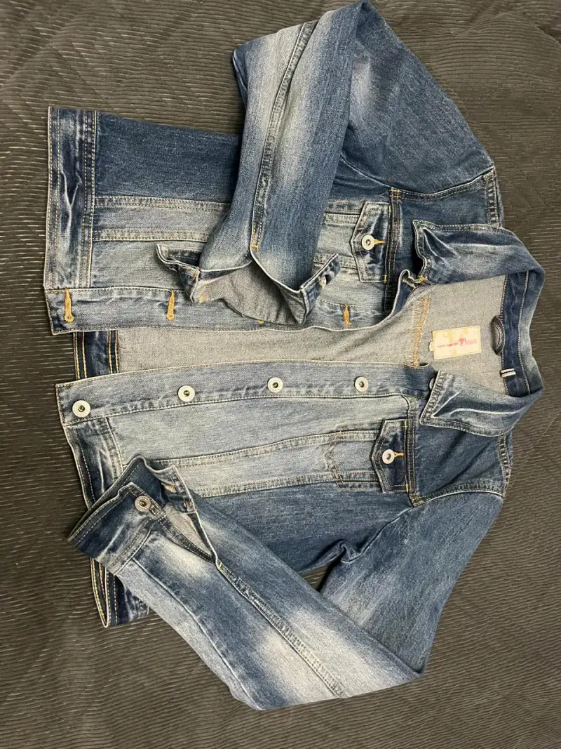 Chaqueta de mezclilla azul para mujer - 2