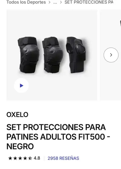 Set de protecciones para patines Oxelo Fit500 negro - miniatura 1