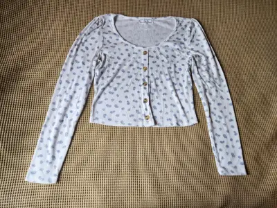 Cardigan blanco con estampado floral - miniatura 1