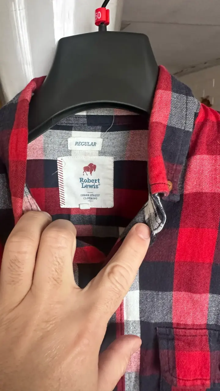 Camisa a cuadros roja y azul Robert Lewis - 4