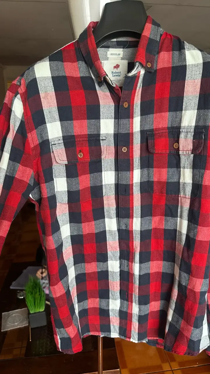 Camisa a cuadros roja y azul Robert Lewis - 5